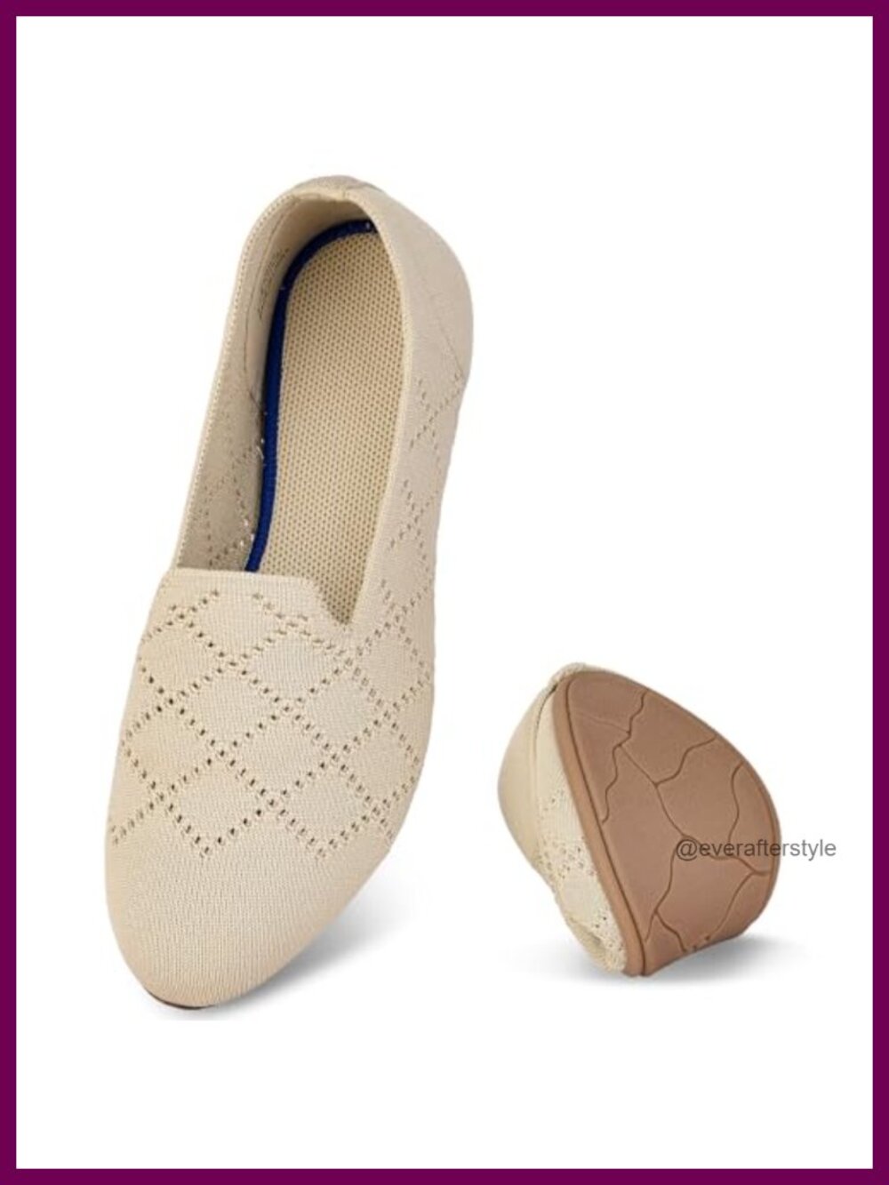Women's Ballet Flats Slip On Knit Walking Shoes Foldable Travel Flats